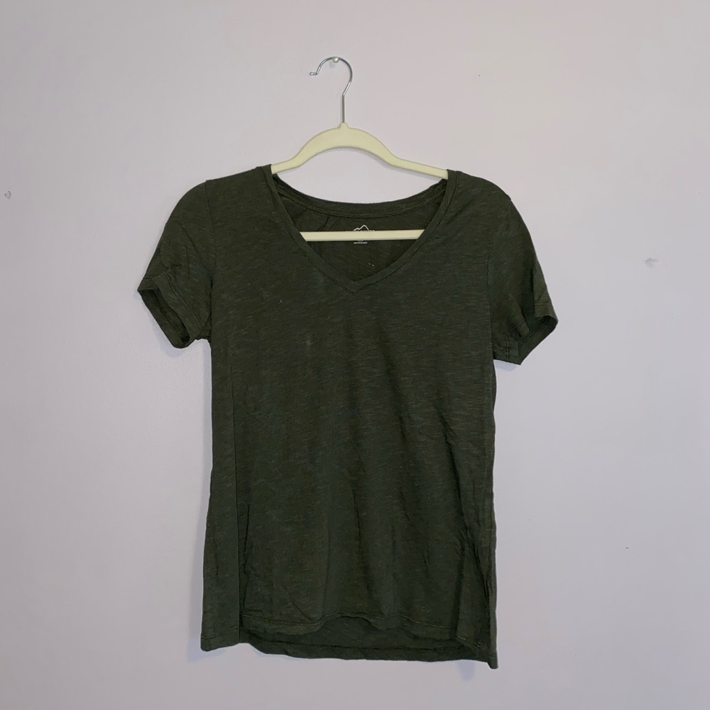 Dark Green V-Neck Top
